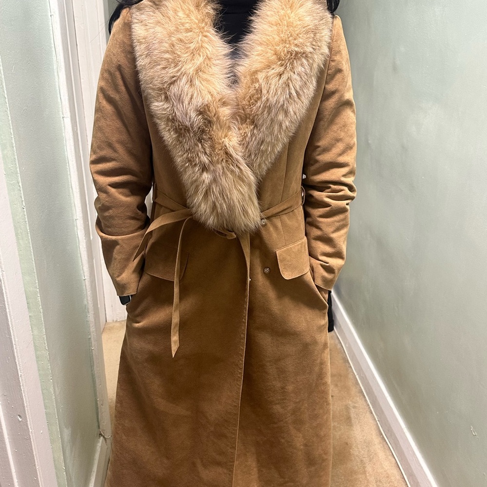 Vintage Women's Tan Fur Collar Coat